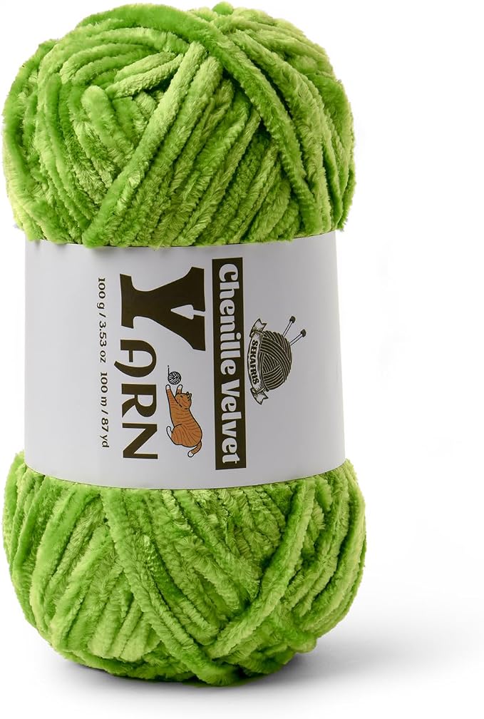 Chenille Crochet Emerald Green Yarn 1 Pack