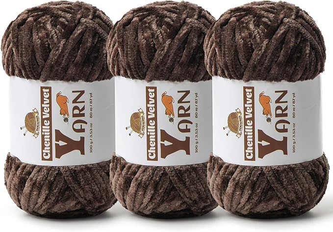 Chenille Crochet Coffee Yarn 3 Pack