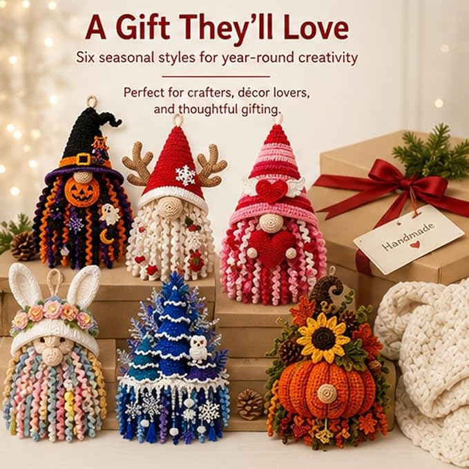 DIY Seasonal 3D Crochet Door Hanger Kit Collection, Handmade Wall Hanging