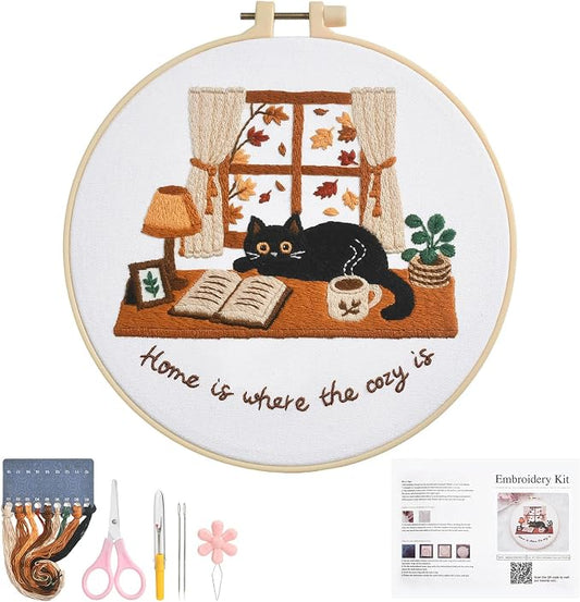 Zepiany Embroidery Kit for Beginners Cat All in One Cross Stitch Starter