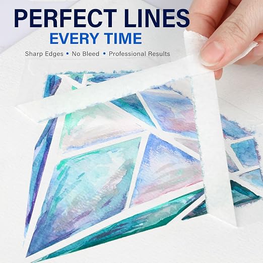 2 Pack Artist Tape for Watercolor Paper, 0.4 inch Wide 295 FT Long | Professional Art Tape, White Masking Artists Tape for Drafting, Painting, Canvas Framing - Acid Free