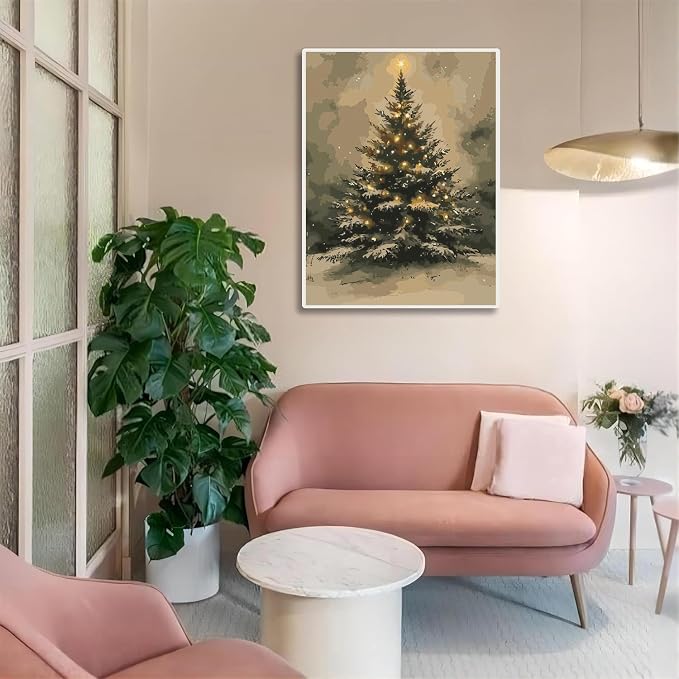 BAWKENTON Christmas Paint by Numbers Kits for Adults Beginner