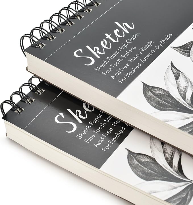 AGPtEK Sketch Book 9 X 12, Art Drawing Pad, 100 Sheets, 2 Pack | 60lb/100g, Sketchbook, Sketch Pads for Drawing