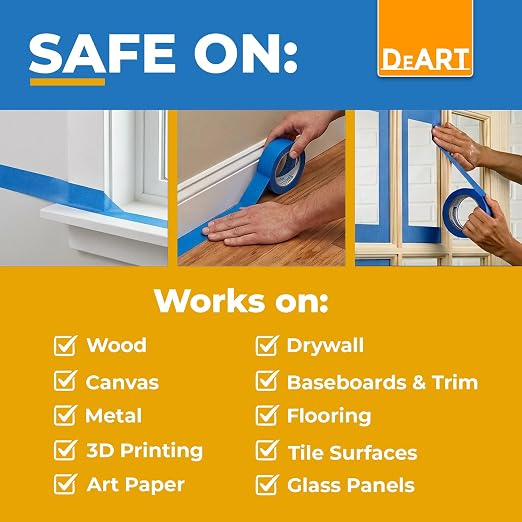 DEART 4 Packs Painters Tape Masking Tape Sharp Edge Line Technology 0.7 inch Blue Painting Tapes for DIY Crafts Arts Decoration No Residue Easy Removal Multi-Purpose Wall Paint Artist Paper Tape