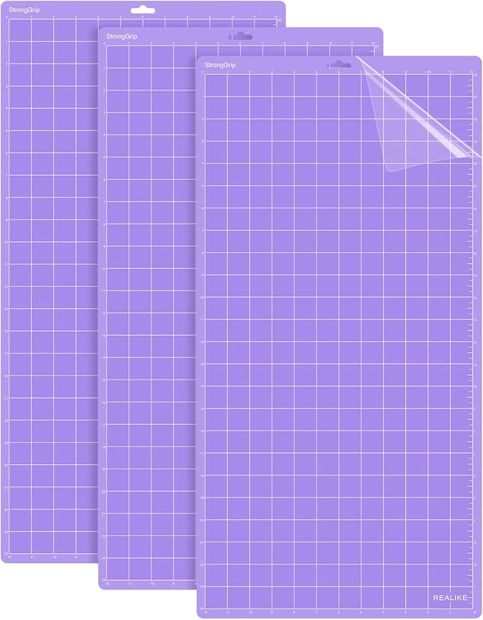 REALIKE SrongGrip Cutting Mat for Silhouette Cameo 5/4/3/2/1(3 Mats,12x24 inch) Purple Strong Adhesive Cricket Cut Mats Replacement Accessories for Silhouette Cameo