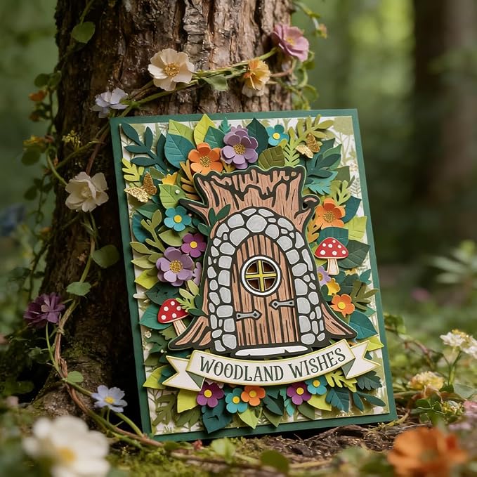 UNICRAFTALE 23Pcs Fairy Door for Tree Cutting Dies for Card Making Elf Door Embossing Die Cuts Carbon Steel Template Metal Greetings Die Cuts for DIY Scrapbooking Album Craft Home Decor