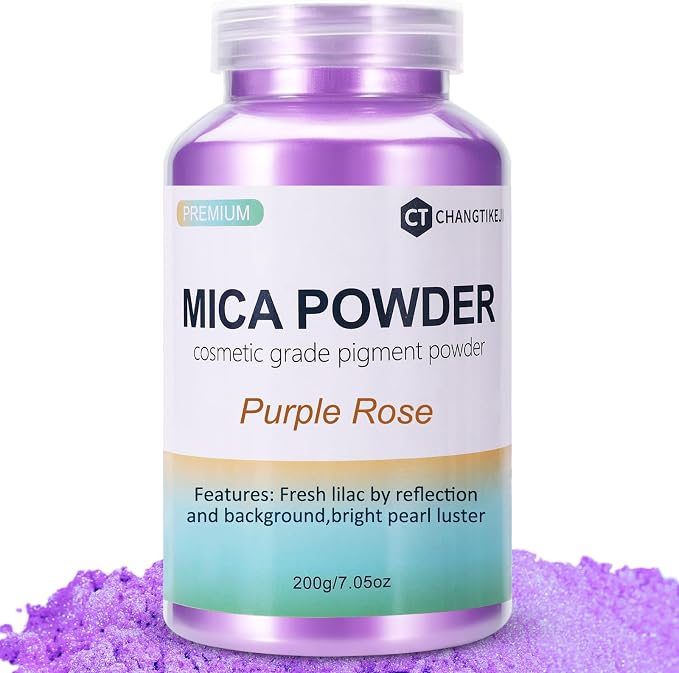 Mica Powder,7.05OZ（200g）,Purple Rose Mica Powder Pigment for Epoxy Resin，Lip Gloss，Car Paint，Dye，Soap Making，Nail Polish,Epoxy Resin,Candle Making,Bath Bombs