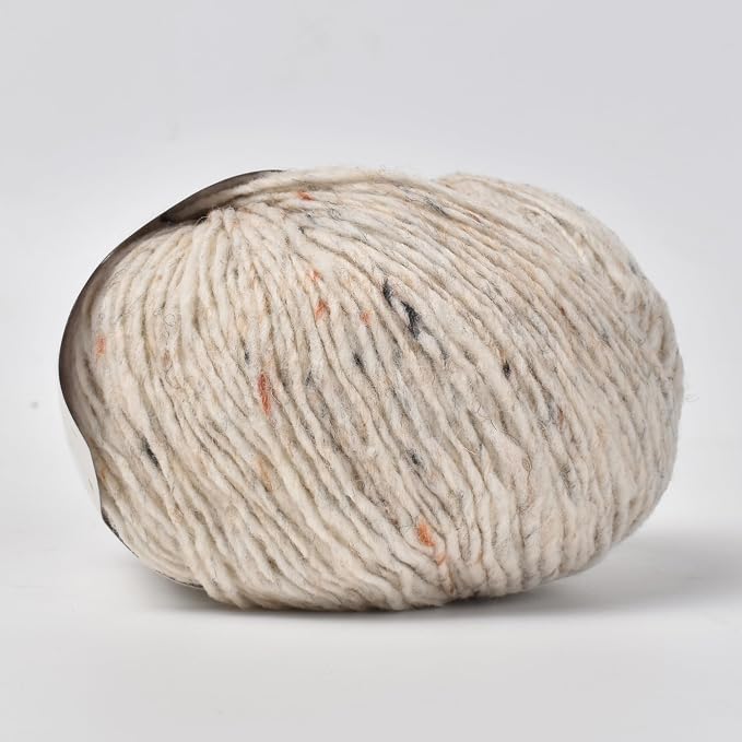 Rustic Tweed Wool Yarn, 1oo% Australian Wool, DK, 4 Skeins 200g/656yds (3125 Vintage Ivory Fleck), Tweed Wool Yarn for Crochet | Soft Structure | Beautiful Stitch Texture