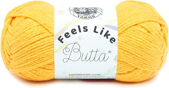 Lion Brand Yarn Feels Like Butta Soft Yarn for Crocheting and Knitting, Velvety, 1-Pack, Yellow | Buttery Soft Machine Washable Worsted Weight Knit Fiber for Cuddly Baby Blankets, Warm Sweaters, Smooth Amigurumis