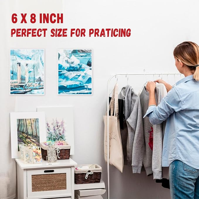 4pk 6x8 Stretched White Blank Canvas - Primed,100% Cotton,Profile of Super Value Pack for Acrylics,Oils & Other Painting