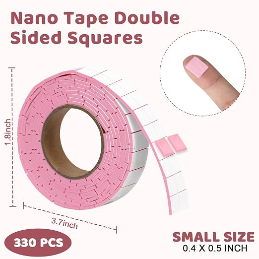 330 PCS Double Sided Foam Tape Pre Cut 1/2 X 2/5 Inch Small Adhesive Foam Squares for Crafts Thin Foam Craft Tape Split for Arts Crafts Sewing Scrapbook DIY Christmas (Tape with Box, Pink)