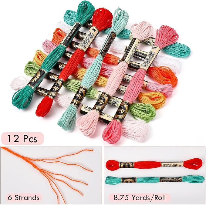 12 Skeins 105 Yards Orange Embroidery Floss Thread for Bracelet