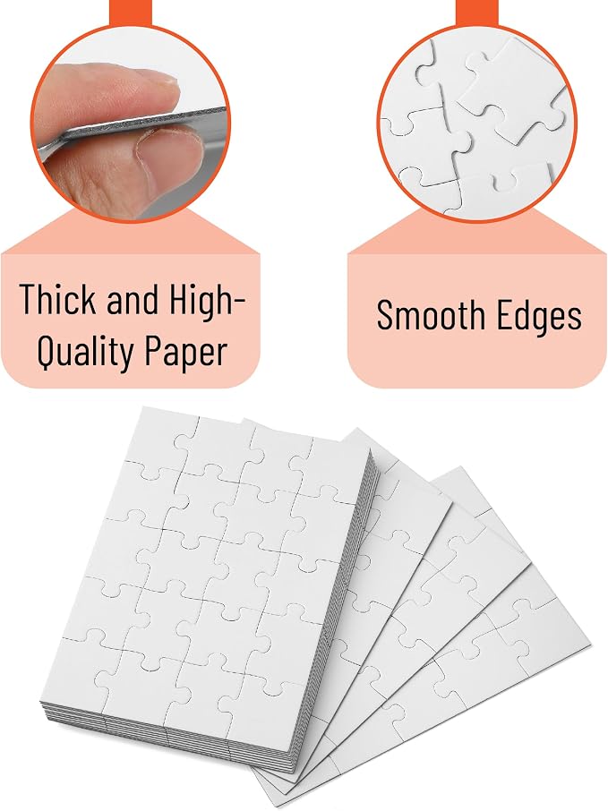 Mr. Pen- Blank Puzzle Bulk, 13 Pack, 20 Pieces/Pack, 5.5 x 8.1 Inch, White