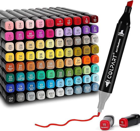 colpart 80 Colors Alcohol Markers Dual Tip Art Marker Pens for Adult Coloring Painting Supplies Perfect for Painting, Coloring, Sketching and Drawing Christmas Gift Ideas