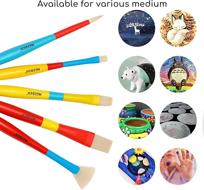 MEEDEN Paint Brushes Set for Kids: Brush Set for Toddlers 5 Pcs