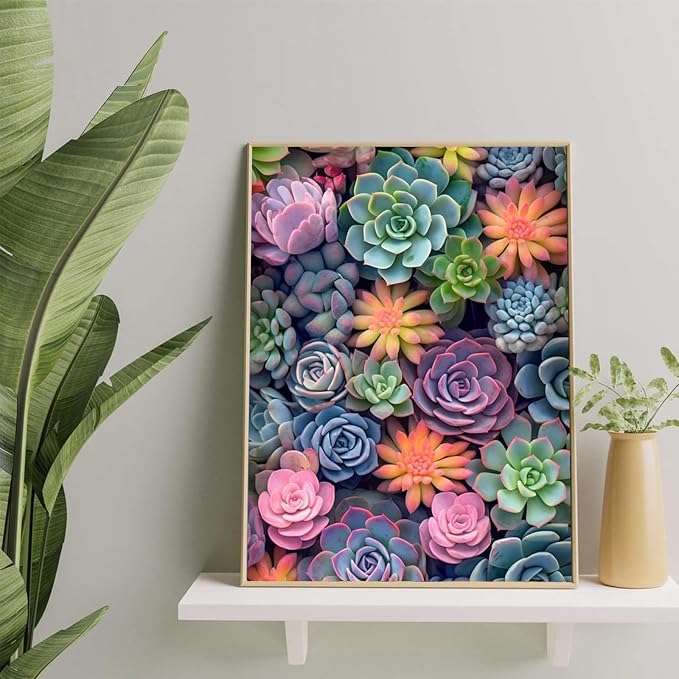Ycydilirab Succulent Paint by Numbers Kits for Adults Beginners-Succulent Plant Paint by Number for Adult,Easy Canvas Paint by Numbers for Adults for Home Wall Decoration and Gifts 16X20 inch