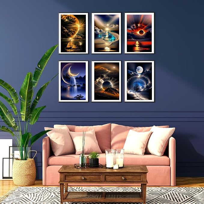 12 Pack Sunset Diamond Art Kits for Adults,5D Diamond Painting Sets | Landscape DIY Full Drill Round Gem Painting for Adult Beginners Diamond Art,Home Wall Decor 9.8x13.8 Inch