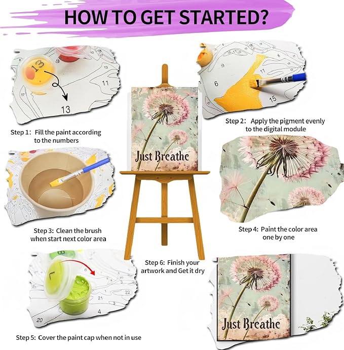 pchmcu Dandelion Paint by Numbers Kits for Adults,Just Breathe Paint by Number for Adults Beginner, Paint by Numbers Kits on Canvas Without Frame for Home Wall Decor 16x20inch
