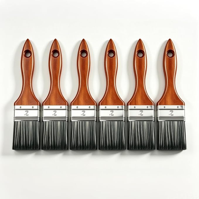 Great Andrew Paint Brushes 2 Inch, Wood Handle, 6 Pack