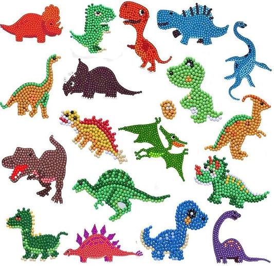 Labeol Diamond Art Kits for Kids Boys and Girls Ages 6-8-10-12 Easy to DIY Creative Diamond Art Sticker Craft by Numbers Kits for Kids and Adult Beginners (Dinosaur)
