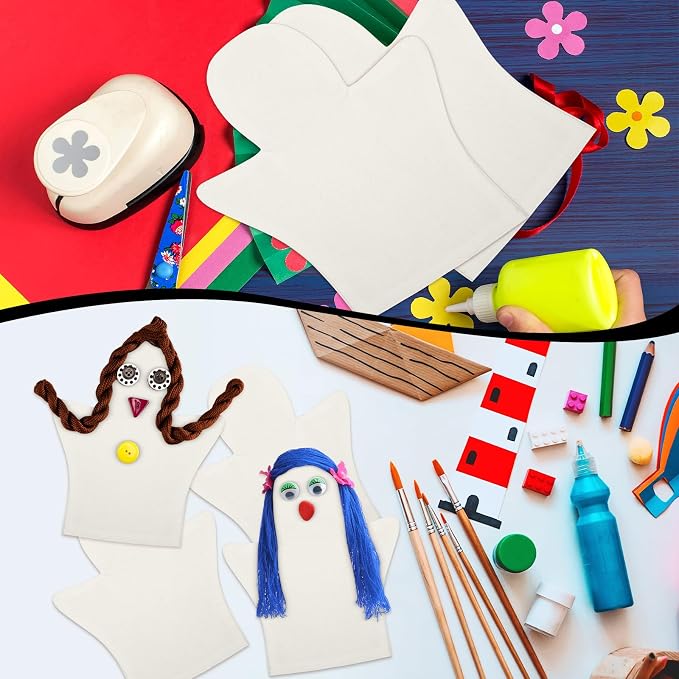 Soulchen 36 Pcs DIY Cotton Hand Puppet Kit 8 x 9.8 Inch Making Your Own Puppets Blank Fabric for DIY Crafting Storytelling Family Activities Art Party Supplies Creative Play Holiday Subject Gifts