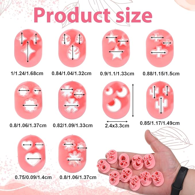 10 PCS Polymer Clay Cutters Shapes, Flower Leaf Shape Mini Polymer Clay Molds for Earrings Making 10 Shapes Heart Star Moon Flower Leaf Cactus
