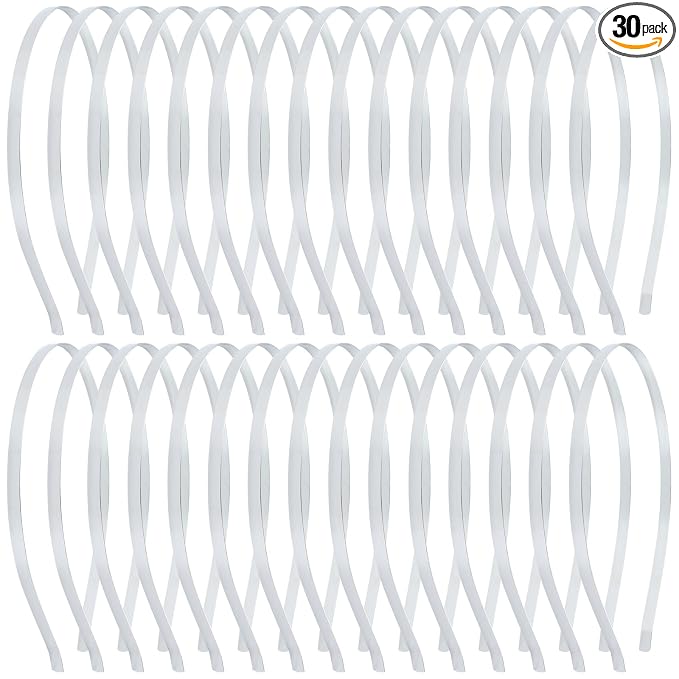 Dizila 30 Pack 0.6cm/0.24" Smooth Plain Blank DIY Craft Silver Thin Metal Headbands Frame Base Wire Hair Bands Accessories for Women Men Girls Teens Kids