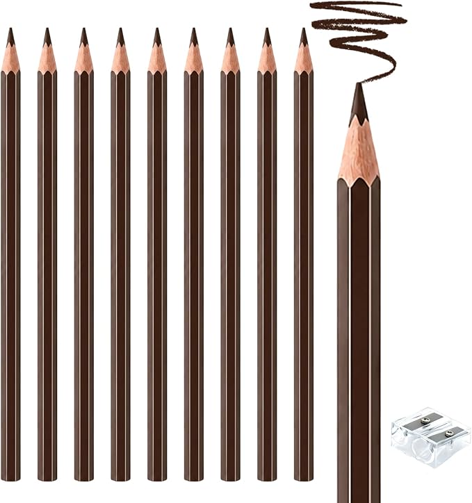 10 PCS Brown Colored Pencils, Pre-sharpened Professional Wooden Art Pencils Set for Artists Painting | Premium Drawing Sketching Supplies