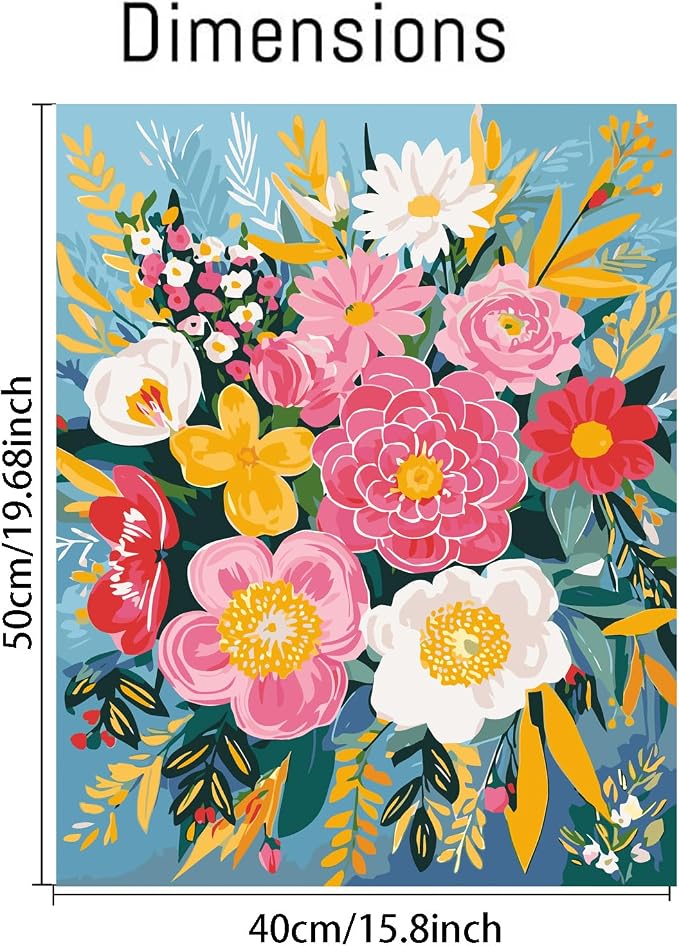 YarnMate Paint by Numbers Kit for Adults - Flowers in Vase Paint by Number on Canvas Without Frame, DIY Acrylic Painting for Gift Home Wall Decor (16x20 Inch)