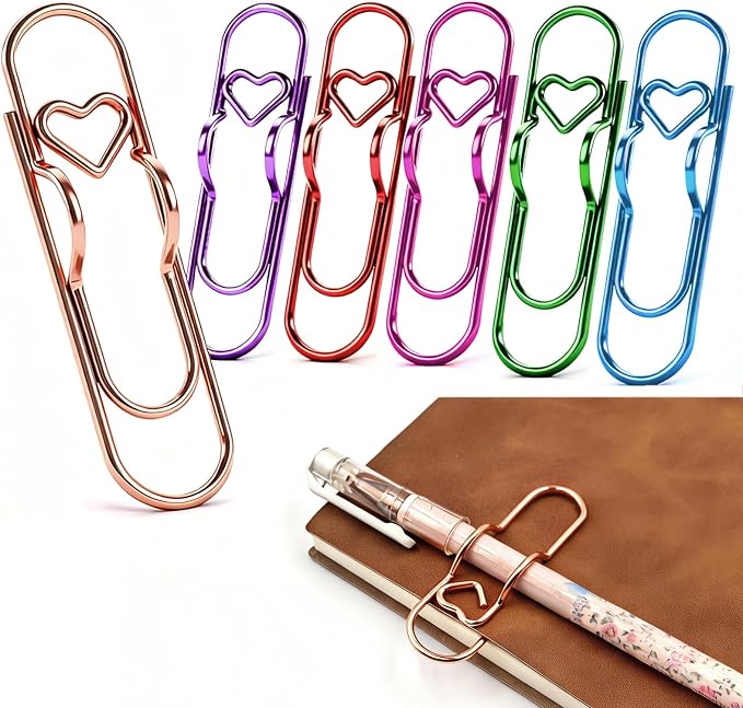 Metal Heart Pen Holder Paper Clip, 18 Pack Notebook & Journal Accessories