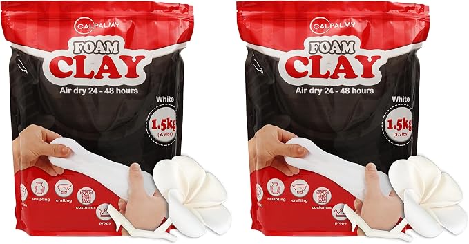 3.3 lbs Moldable Cosplay Foam Clay (White) – High Density and Hiqh Quality for Intricate Designs | Air Dries to Perfection for Cutting with a Knife or Rotary Tool, Sanding or Shaping (Pack of 2)