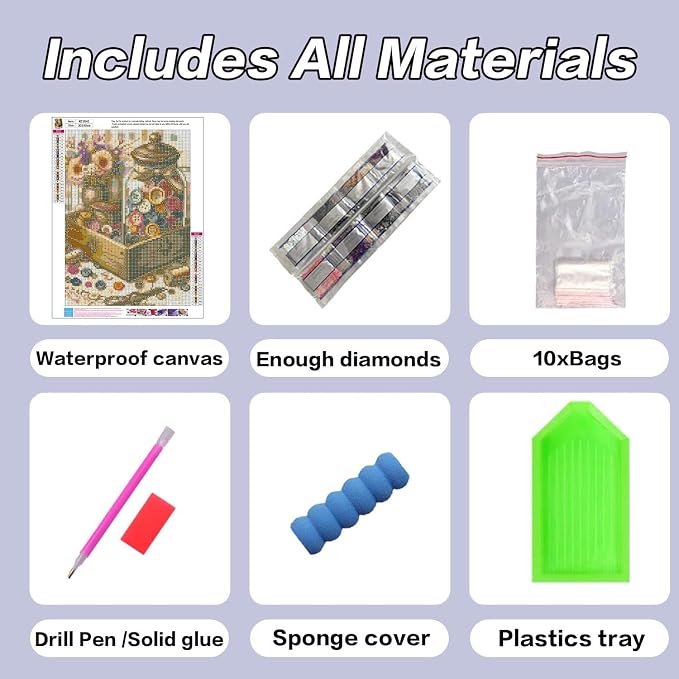 HHMATITS Vintage Sewing Button Diamond Art Kits for Adults 12x16IN