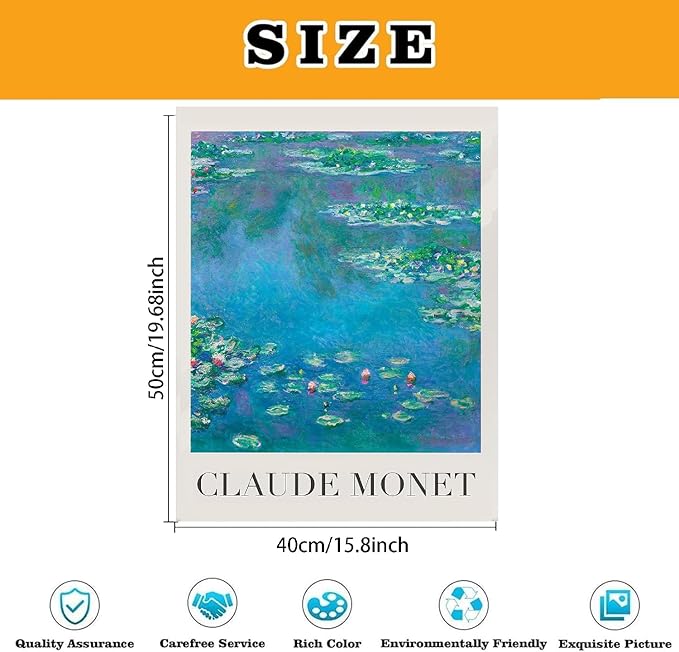 3 Pack Monet Paint by Numbers Kit for Adults Beginner (Without Frame)