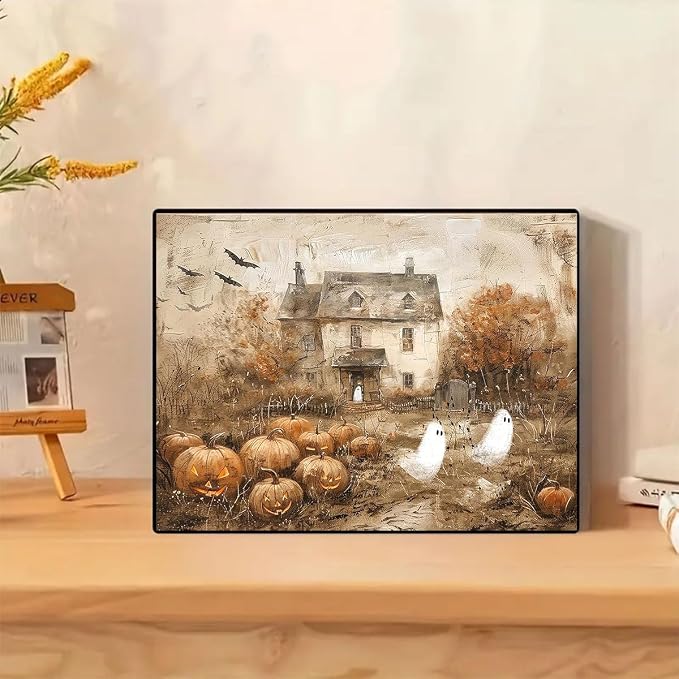 Halloween Pumpkin Paint by Numbers Kit for Adults Beginner (Without Frame)