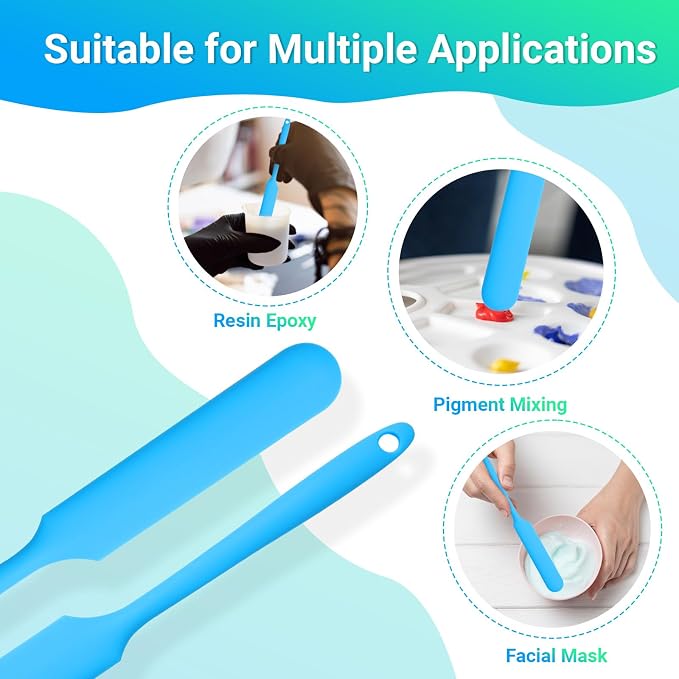 Gartful 6PCS Silicone Spatula Sticks, Non-Stick Epoxy Resin Mixing Sticks Scraper Tools, Reusable Stirring Rods for Resin, Paint, Waxing, Liquid, Arts Crafts Supplies, Facial Mask, Blue