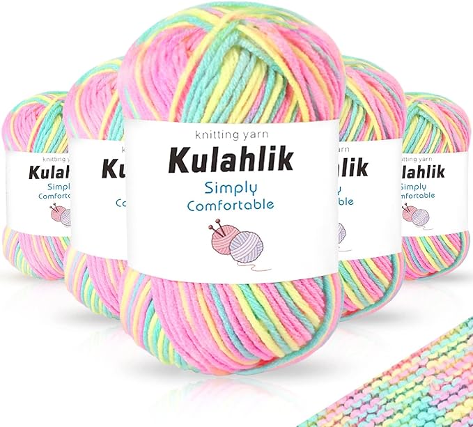 50g(1x50g) Acrylic Yarn for Crocheting and Knitting, Colorful Gradient Yarn Thread, 1 Rolls Skeins, Multicolor Hilo Acrílico, Perfect for DIY Crafts Project