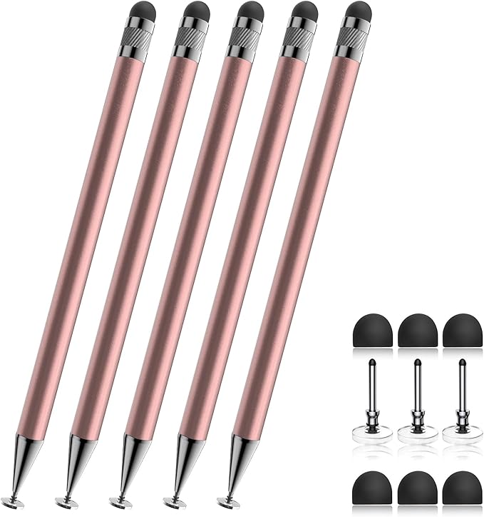 Bopomofo Stylus(5 Pcs),2-in-1 Stylus Pen for Touchscreen,Stylus Pen | Metal Barrel,Suitable for Apple(iPhone/ipad)/Nintendo Switch/Samsung/Google/Microsoft/Android Tablets Touch Screen Devices