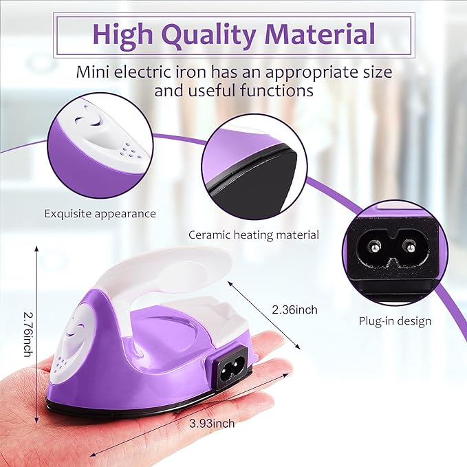 Honoson Mini Craft Iron with Charging Base Tiny,Purple