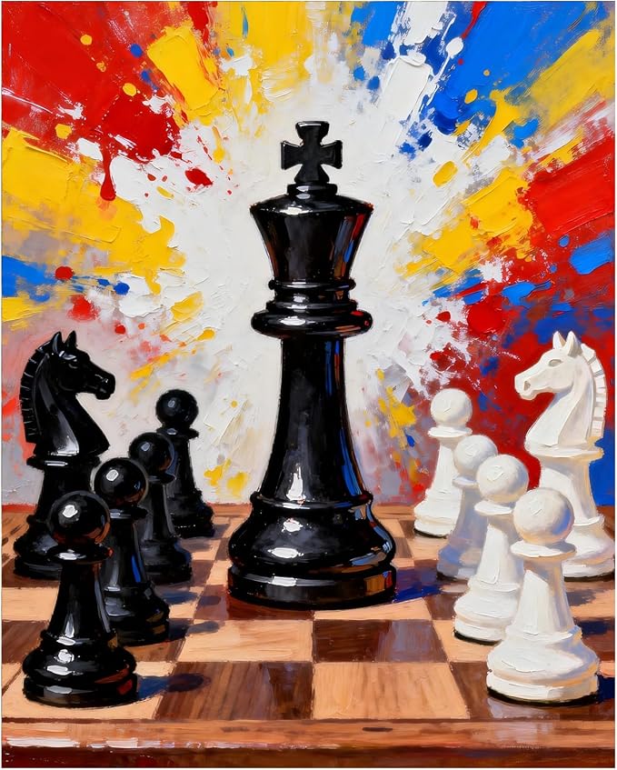 AUKELHJ Paint by Numbers Kit for Adults Beginner, Chess, 16X20 Inch | Paint by Number for Adults, Beginner Friendly, High-Definition Color Canvas, Stress Relief, Home Decor, Gifts, Unframed
