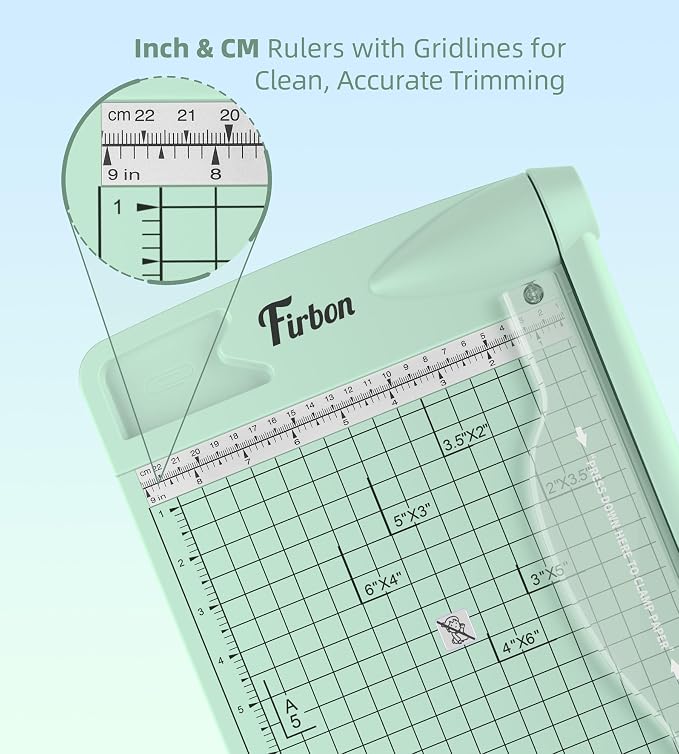 Firbon 12 Inch Guillotine Paper Cutter, Heavy Duty Paper Trimmer | 12-Sheet Capacity | Morandi | Dual Scale | Paper, Cardstock & Photo Trimming | Scrapbooking Craft | Office, Home & Studio Use