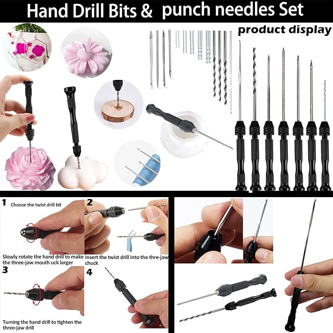 39PCS Professional Candle Making Kit with Soy Candle Wicks,Extra Long Big Hole Wicking Needle Hand Twist Drill Bits with Storage Bag,Mold Punch Set with Hook Eye for Inserting Candle&Mold Wicks