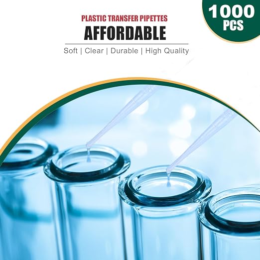 moveland 1000PCS 3ml Disposable Plastic Transfer Pipettes for Lab, Oil, Art | Strong Suction, Leak-Proof, Clear Graduated Scale, Food-Grade PE, Non-Toxic for Aquariums, Classroom Experiments, Schools