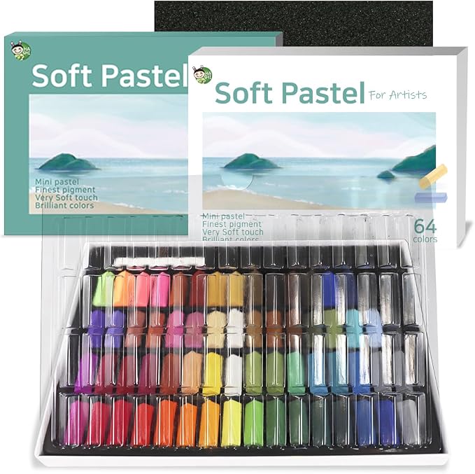 HA SHI Soft Chalk Pastels, 64 colors with additional 2pcs, Non Toxic Art Supplies, Drawing Media for Artist Stick Pastel for Professional, Beauty Nail Art, Pan Chalk Pastels