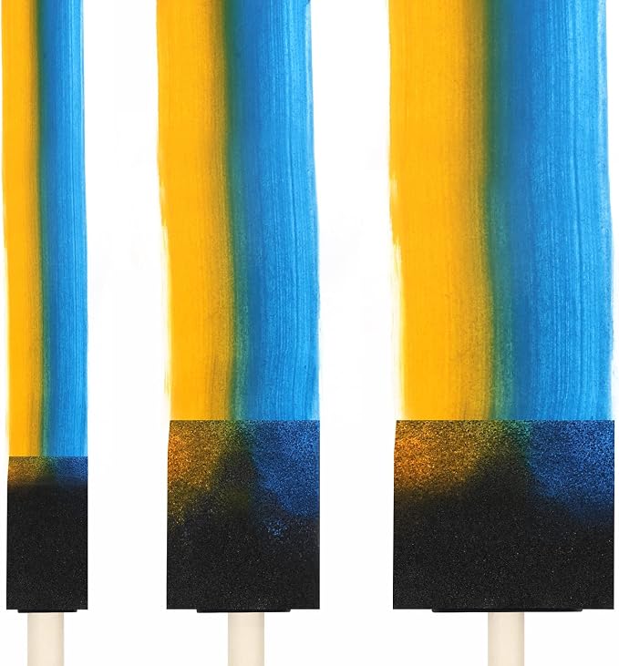 72 Pcs Foam Paint Brushes, Wood Handle Sponge Brushes for Staining, Varnishes, and DIY Craft Projects (1'', 2'' and 3'')