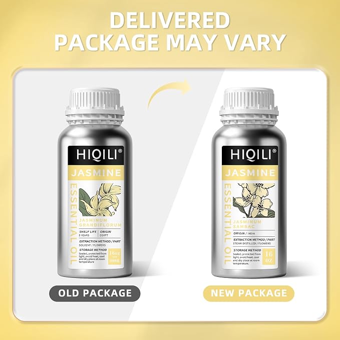 HIQILI Jasmine Essential Oil for Diffuser, Hair & DIY Perfume