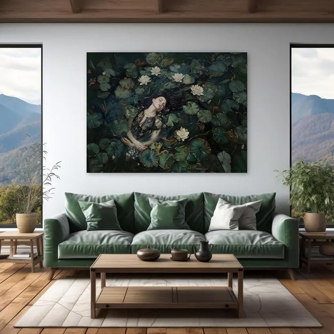 Water Lilies Paint by Numbers Kit for Adults Framed Canvas, Frameworkless