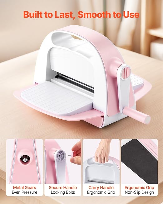 VEVOR Manual Die Cutting and Embossing Machine, 6" Opening, Portable Die Cut Machine Set with Cutting Dies, Embossing Folders, Paper Sheets, Cutting Plates, for Scrapbooking, Card Making, Crafting