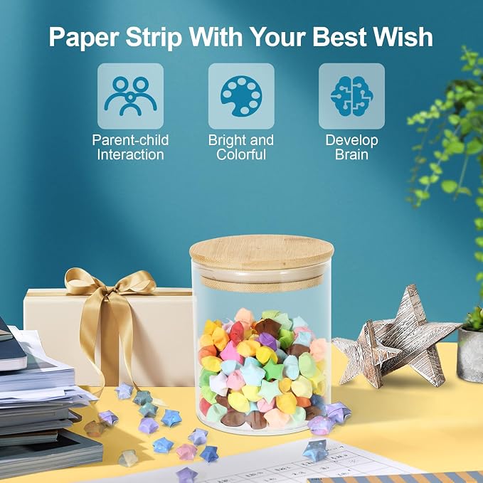 1500 Sheets Stars Paper Strips, 4 Packs Origami Star Paper with 12 Colors Glow in Dark and 27 Colors Assortment , Star Origami Paper for Adult / Teenage Art and Craft Materials DIY / Hand Craft