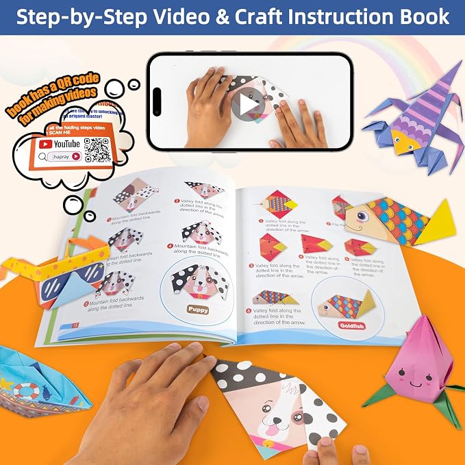 Origami Paper Kit for Kids,152 Sheets Origami Paper with Instructional Book