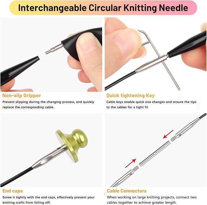 Katech Interchangeable Knitting Needles Set-27pcs Circular Knitting Needles